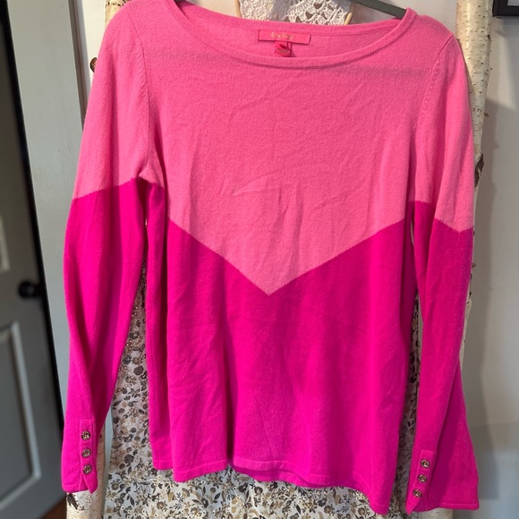 Lilly Pulitzer Tops - Lilly Pulitzer Brigitte Cashmere Long Sleeve Sweater in Pink Colorblock